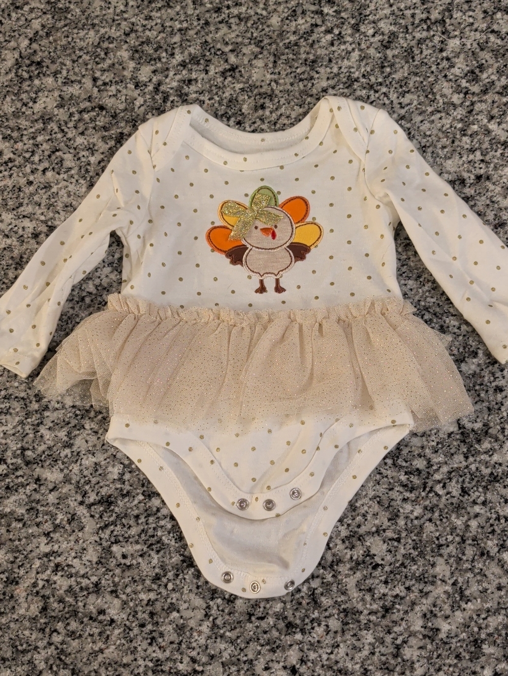 Baby Essentials Cream and Gold Turkey Tutu Bodysuit